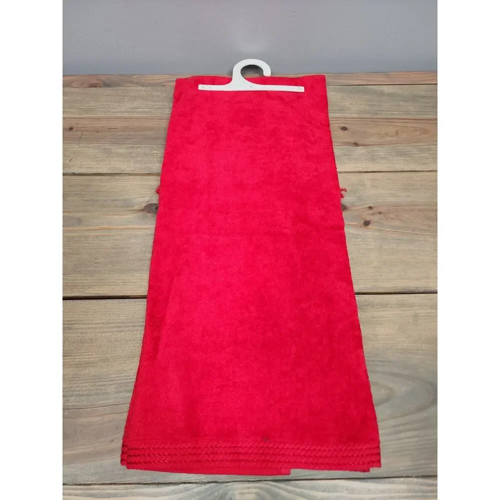 VTG Red Holiday Poinsettia Decorative Bathroom Set Bath Towel & Two Hand Towels